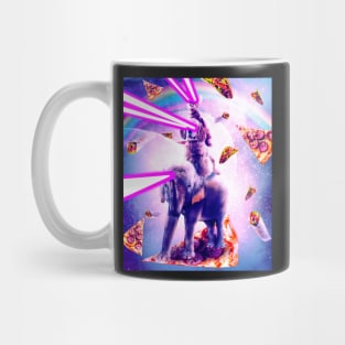 Laser Eyes Space Cat Riding Dog And Elephant Mug